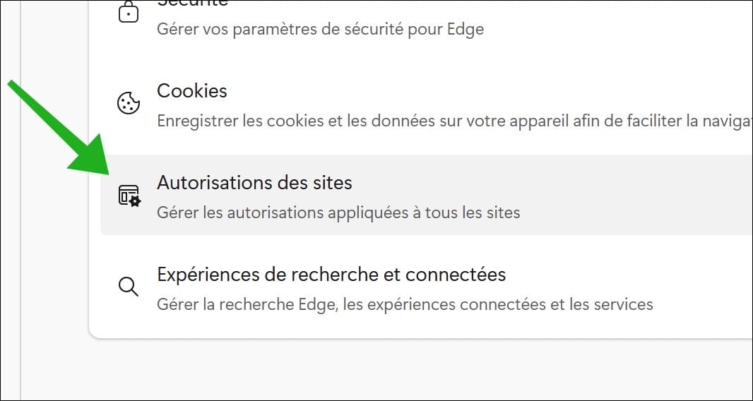 Autorisations des sites