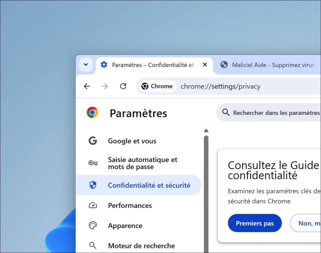 Confidentialité et sécurité
