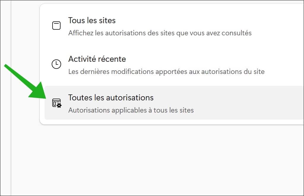 Toutes les autorisations