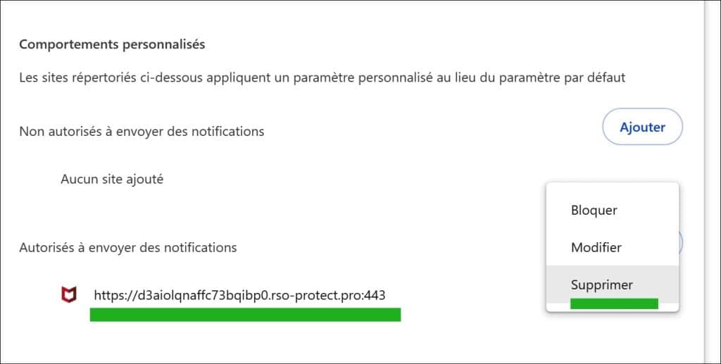 supprimer notifications google chrome