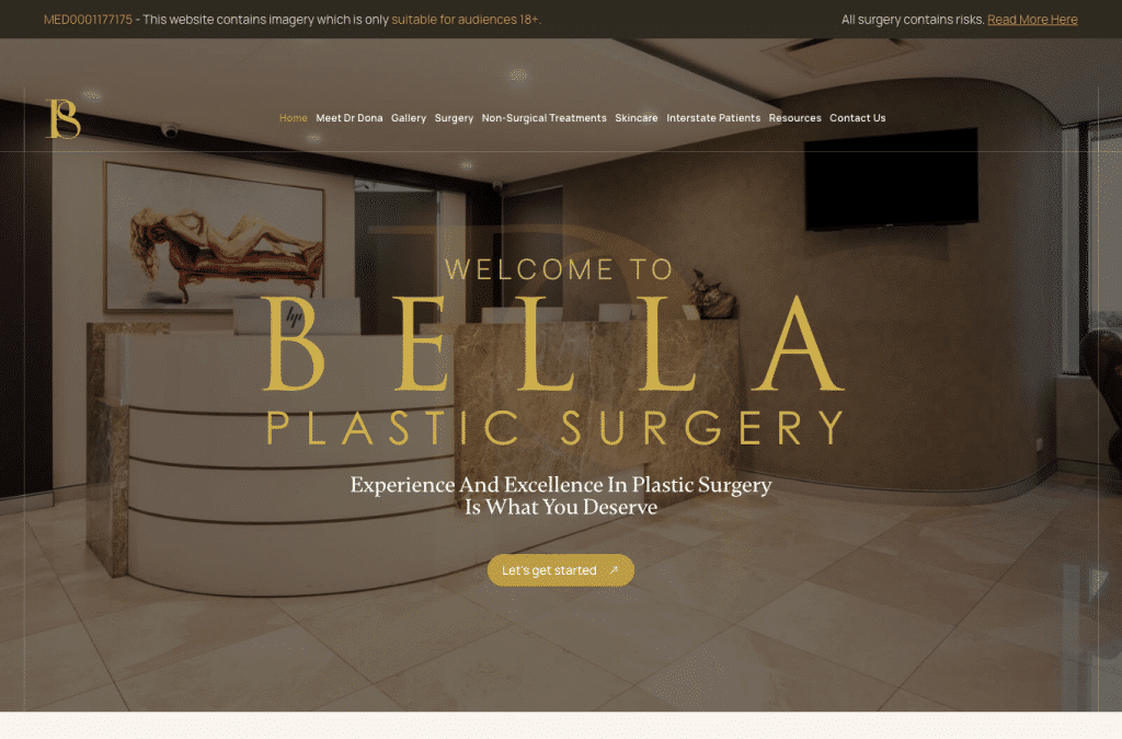 Capture d'écran de bellaplasticsurgery.com.au