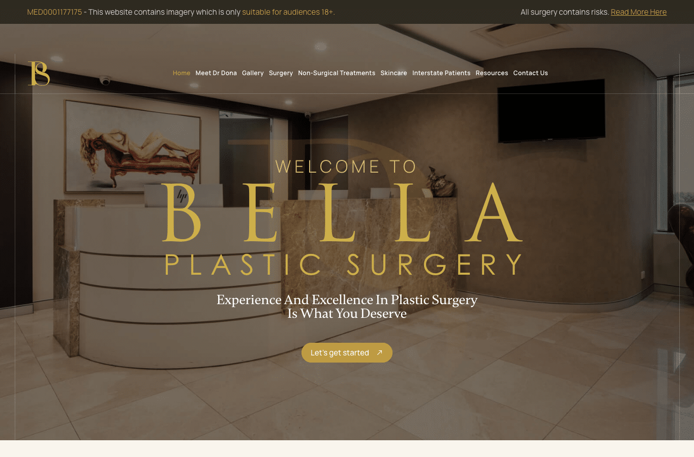 Capture d'écran de bellaplasticsurgery.com.au