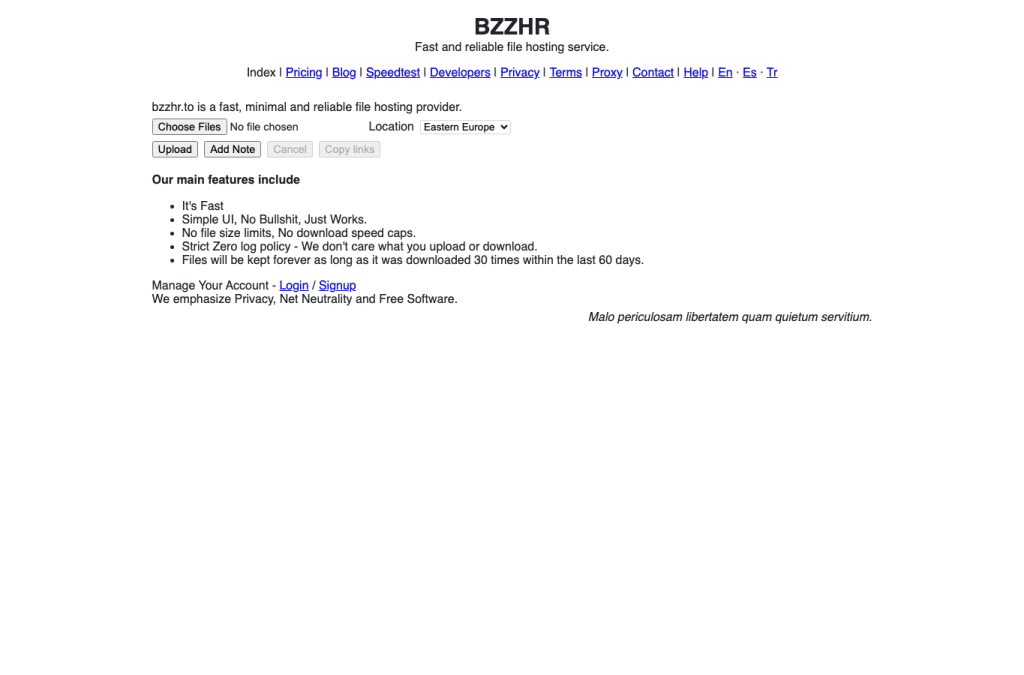 Capture d'écran de bzzhr.to