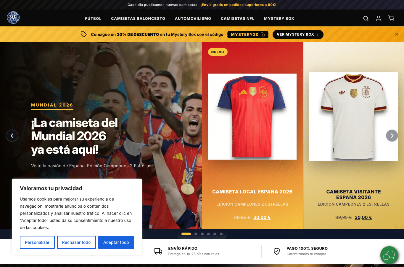 Capture d'écran de camisetasfutbolymas.com