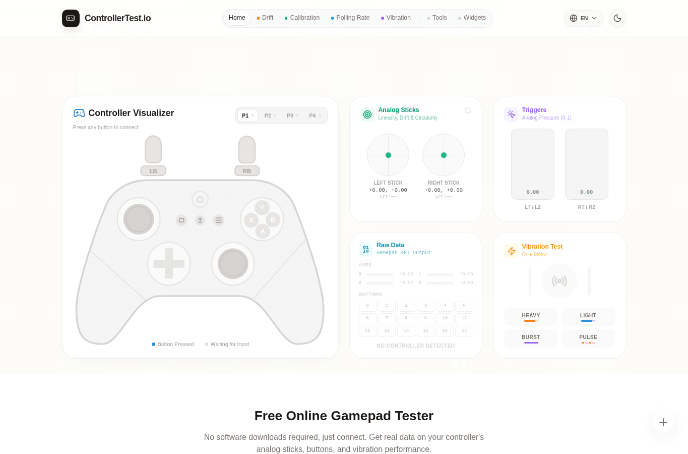 Capture d'écran de controllertest.io