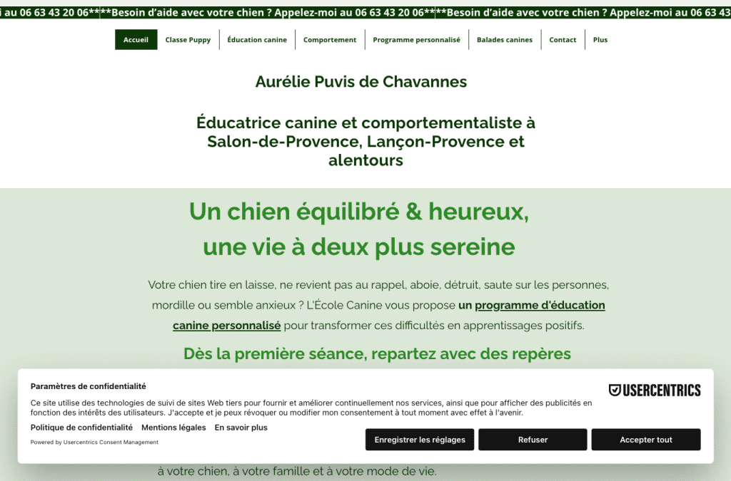 Capture d'écran de ecolecanine.fr