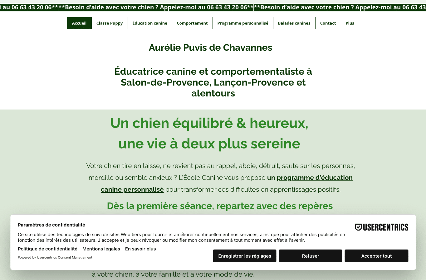 Capture d'écran de ecolecanine.fr