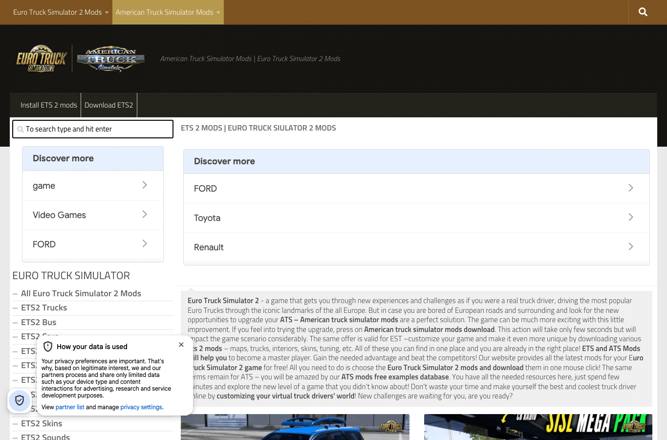 Capture d'écran de ets2world.com