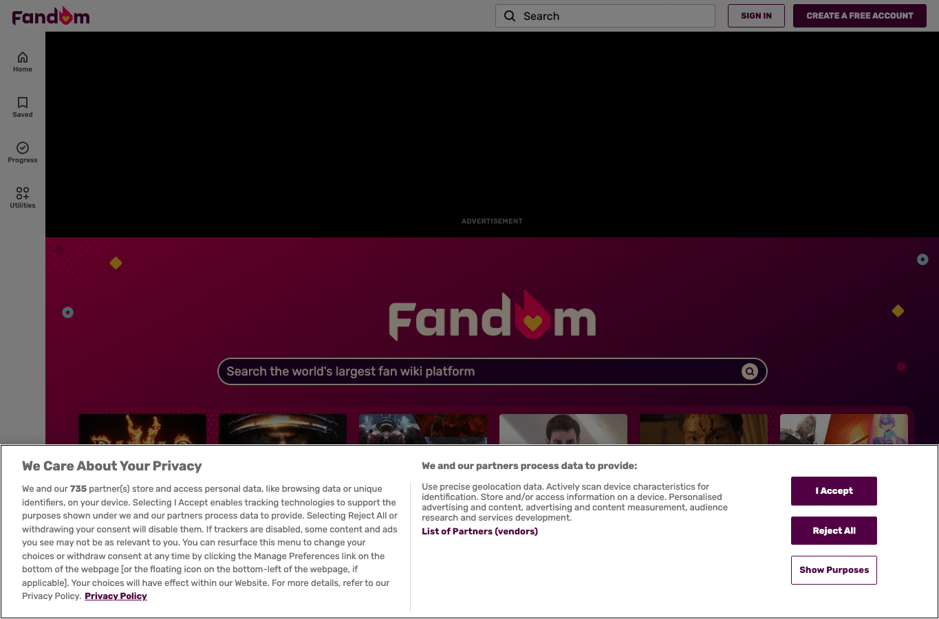 Capture d'écran de fandom.com
