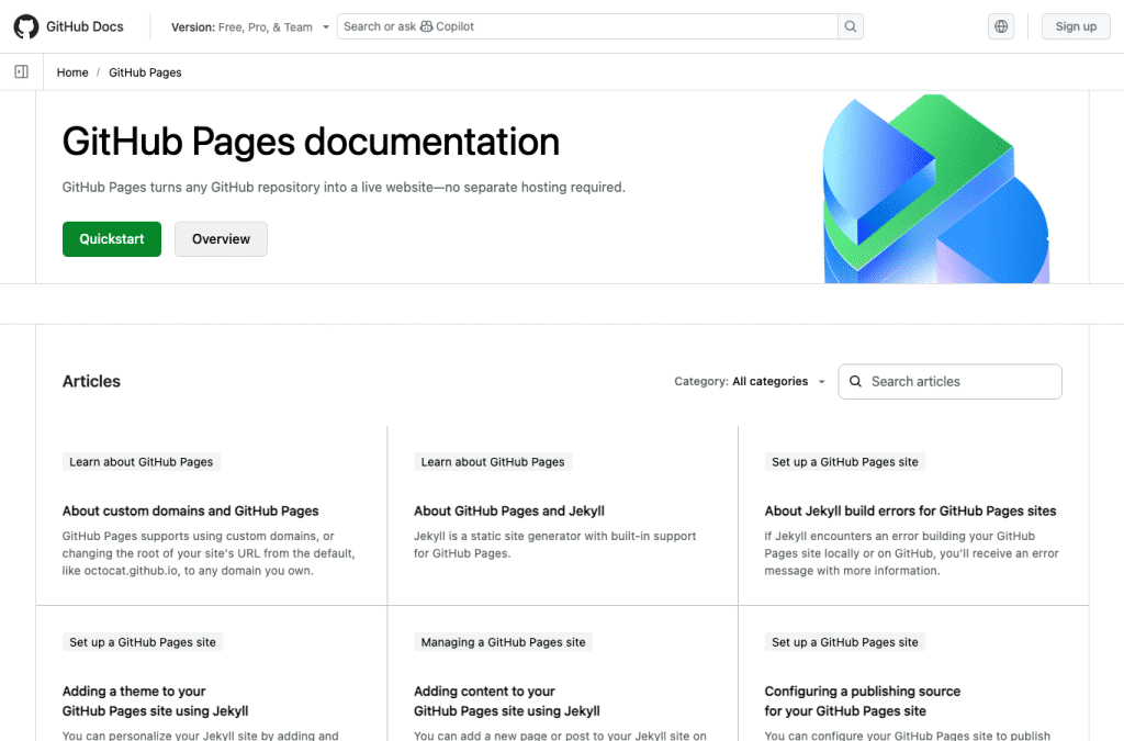 Capture d'écran de github.io