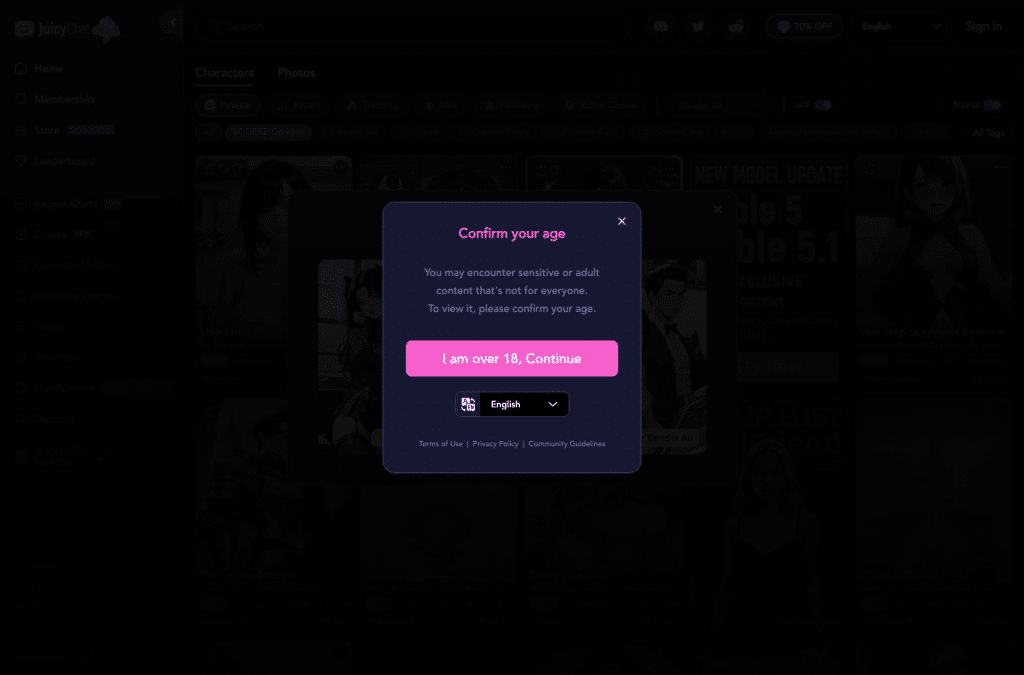 Capture d'écran de juicychat.ai