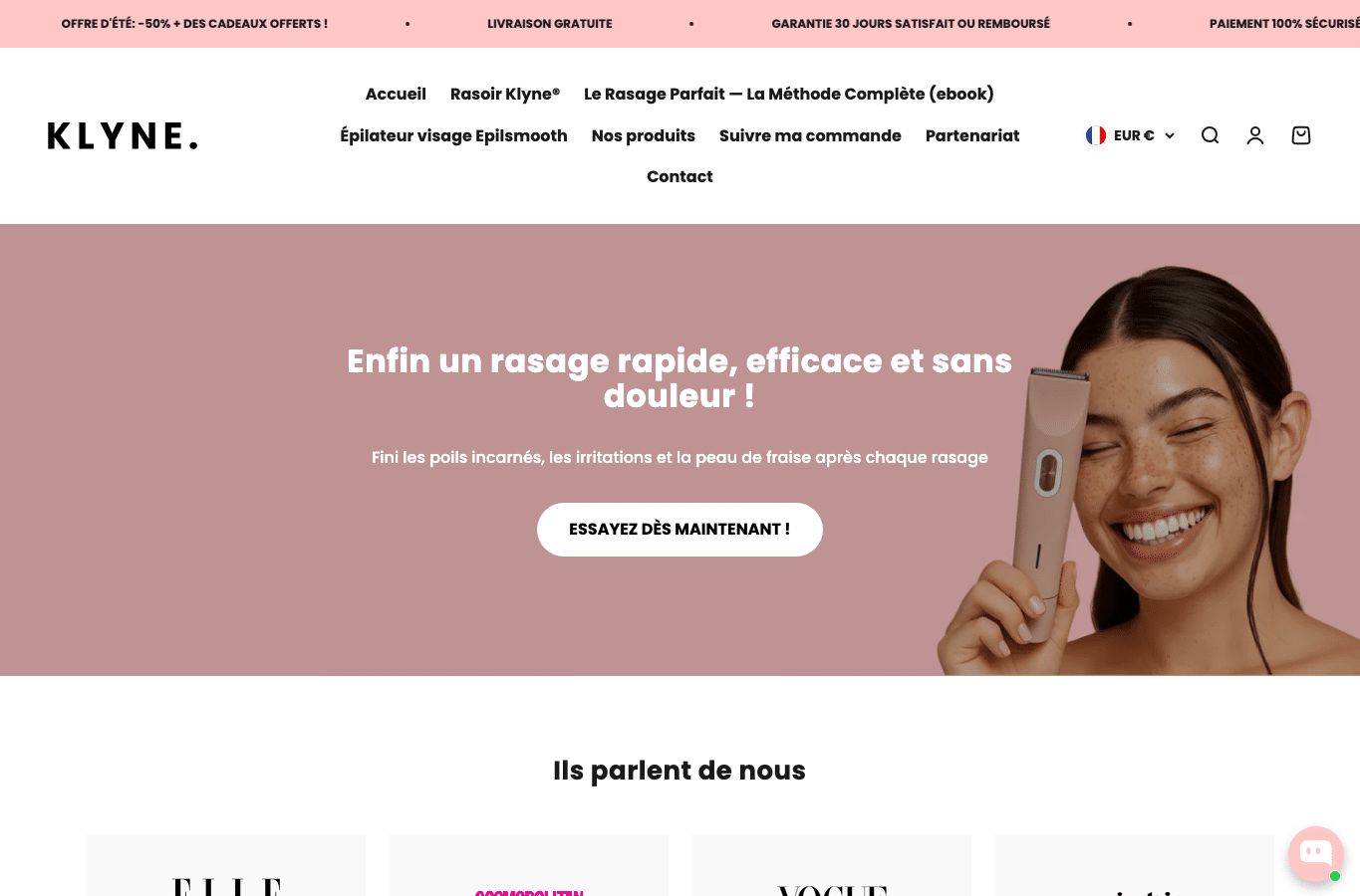 Capture d'écran de klyne.shop