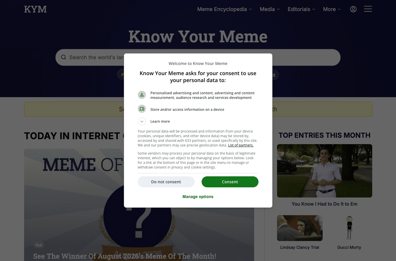 Capture d'écran de knowyourmeme.com