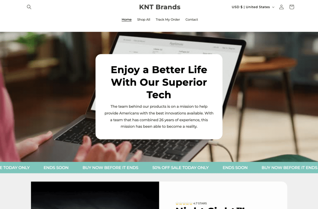 Capture d'écran de kntbrands.com