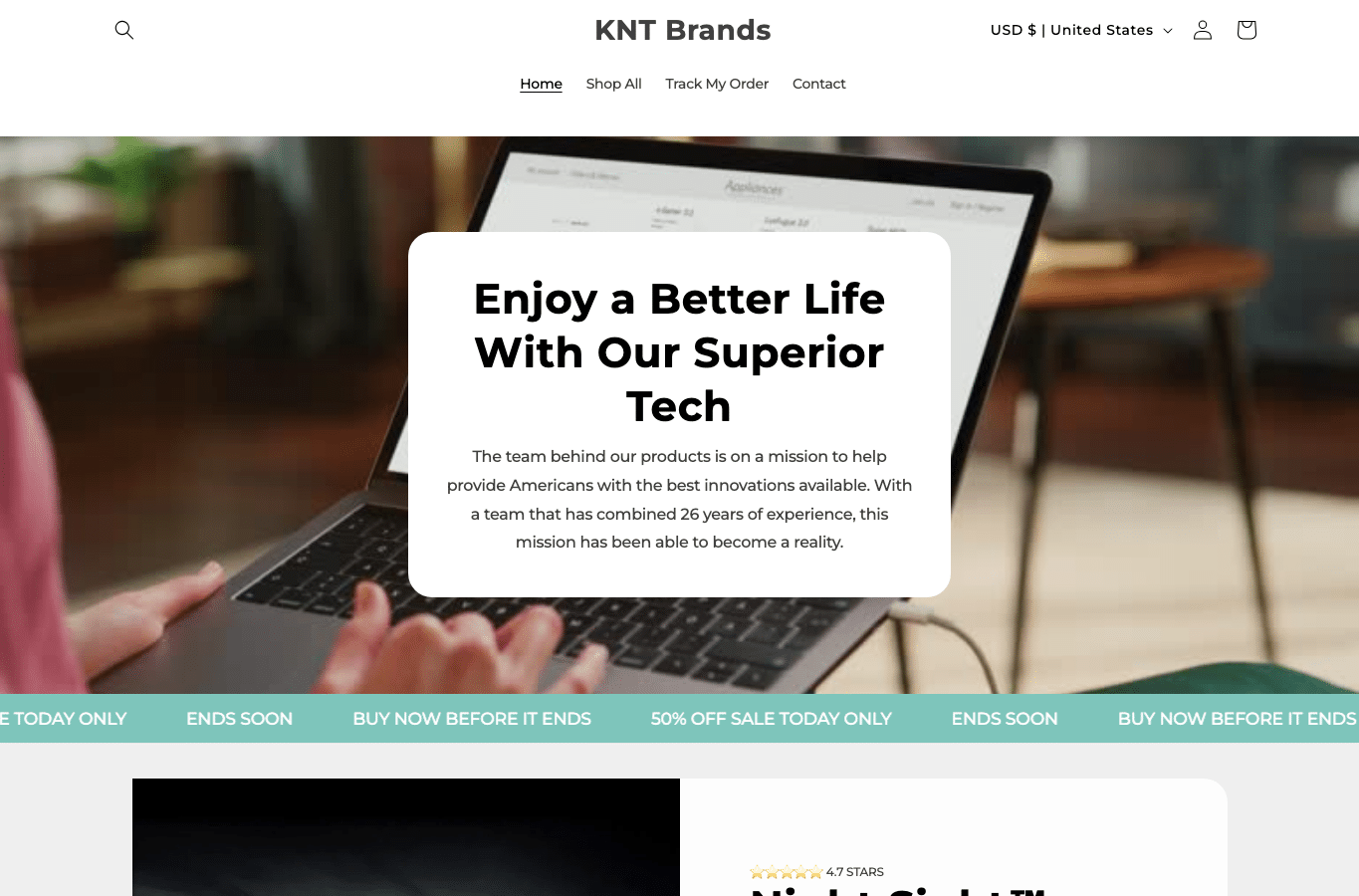 Capture d'écran de kntbrands.com