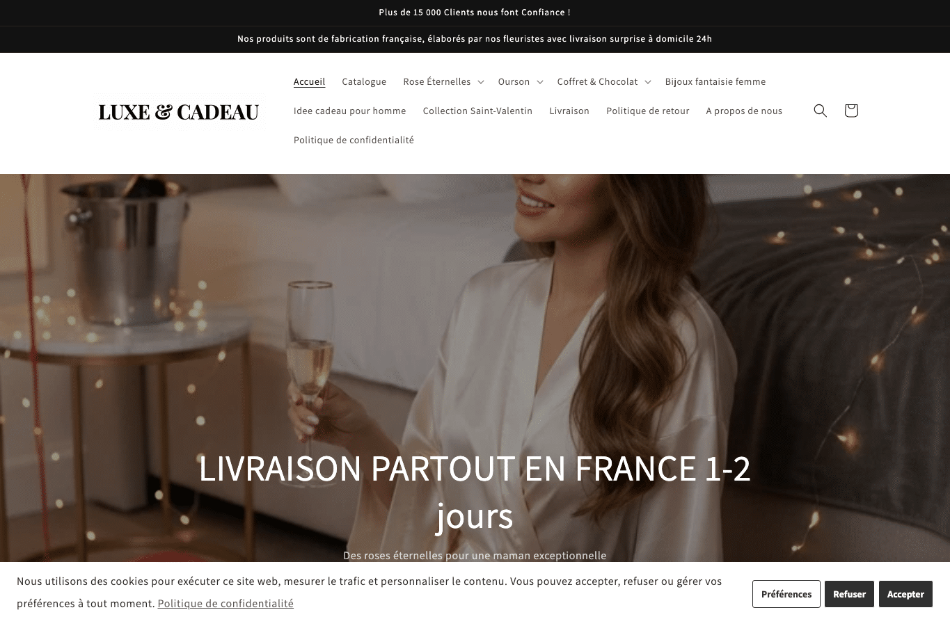 Capture d'écran de luxeetcadeau.fr