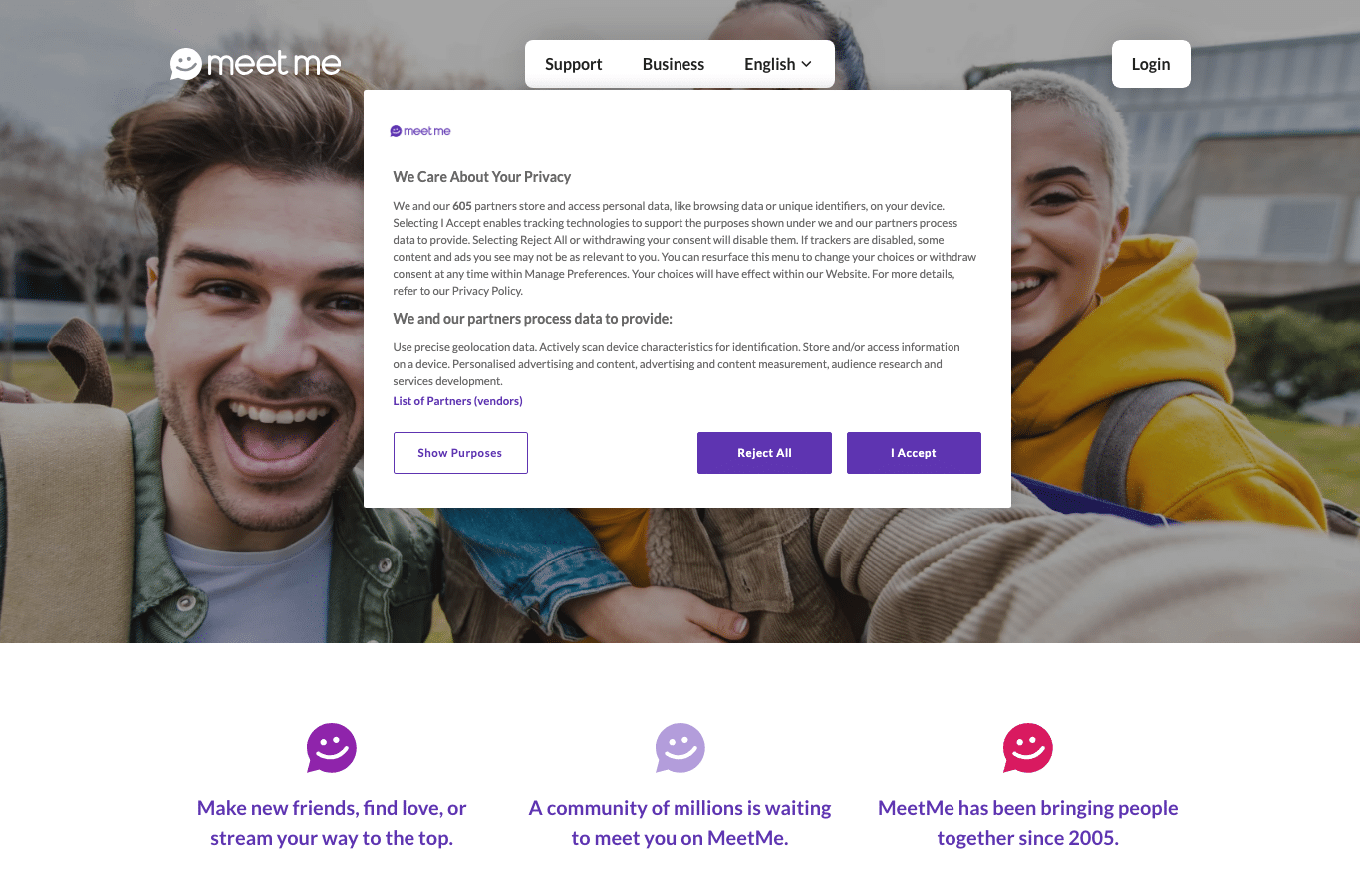 Capture d'écran de meetme.com
