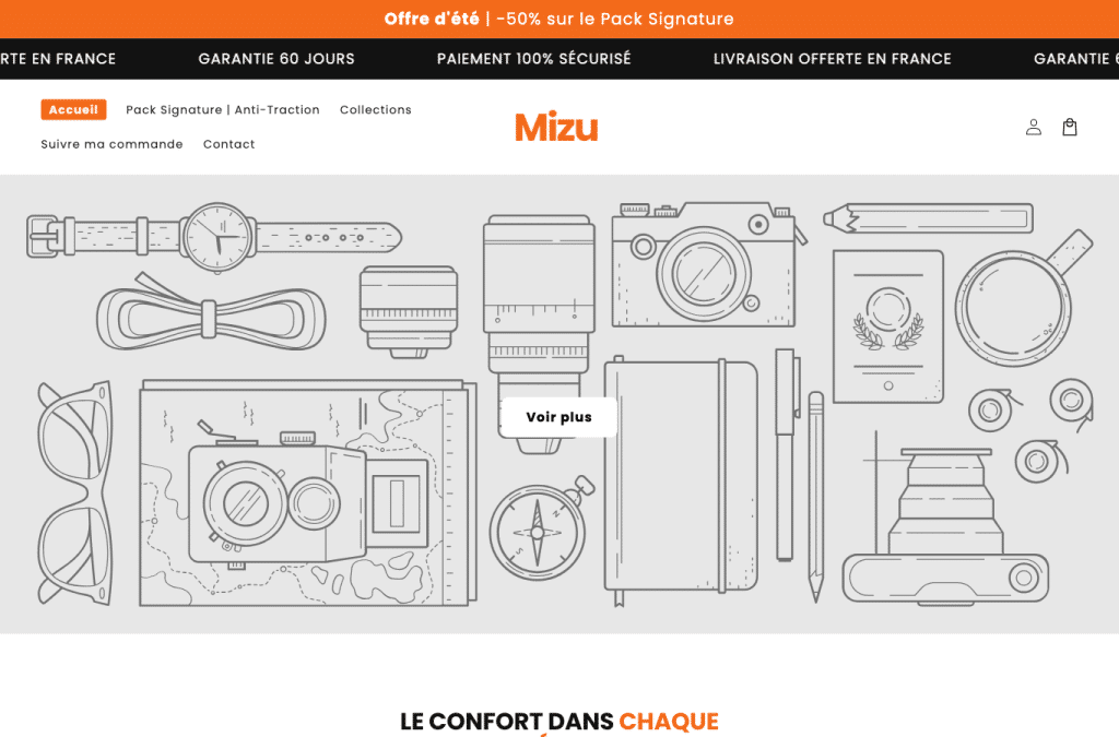 Capture d'écran de mizufrance.com