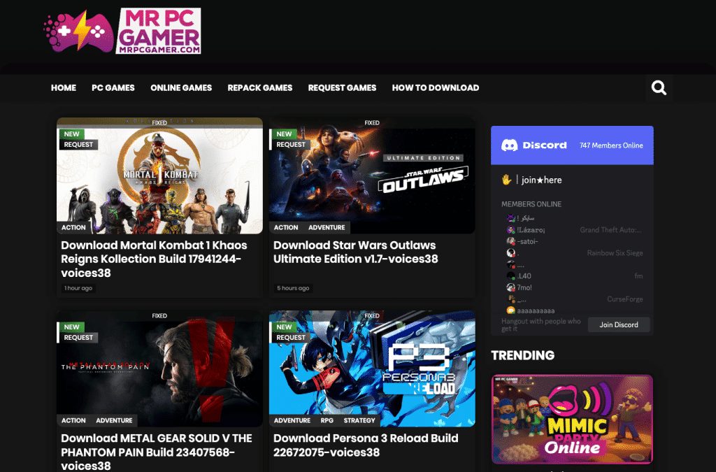 Capture d'écran de mrpcgamer.net