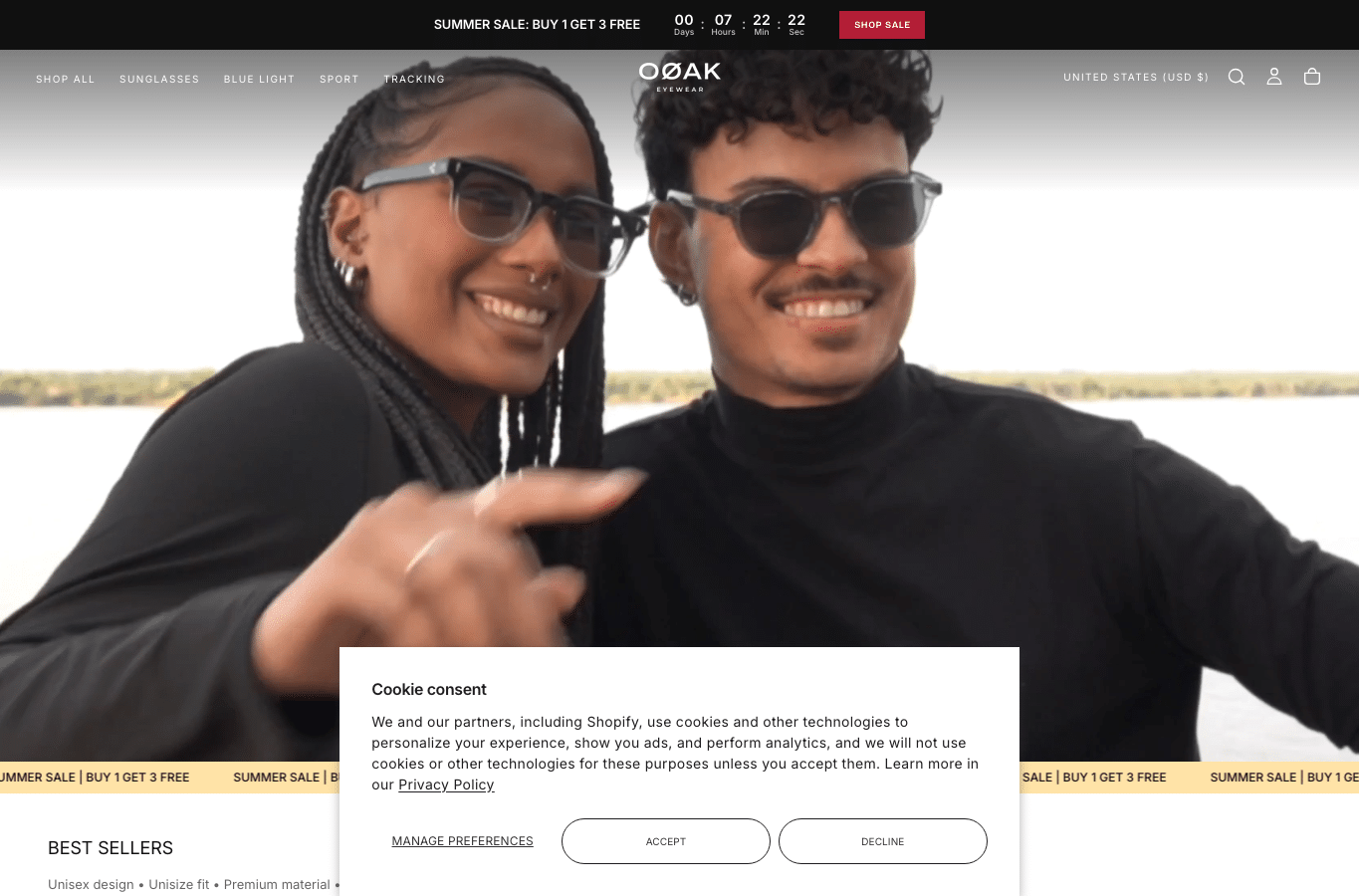 Capture d'écran de ooak-eyewear.com