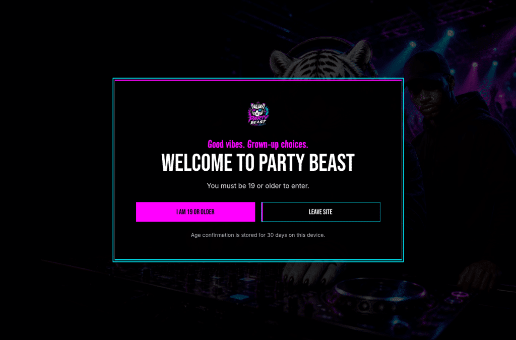 Capture d'écran de partybeast.co