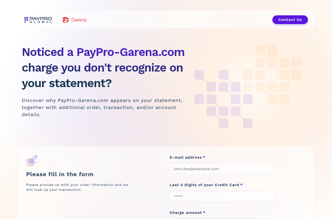 Capture d'écran de paypro-garena.com