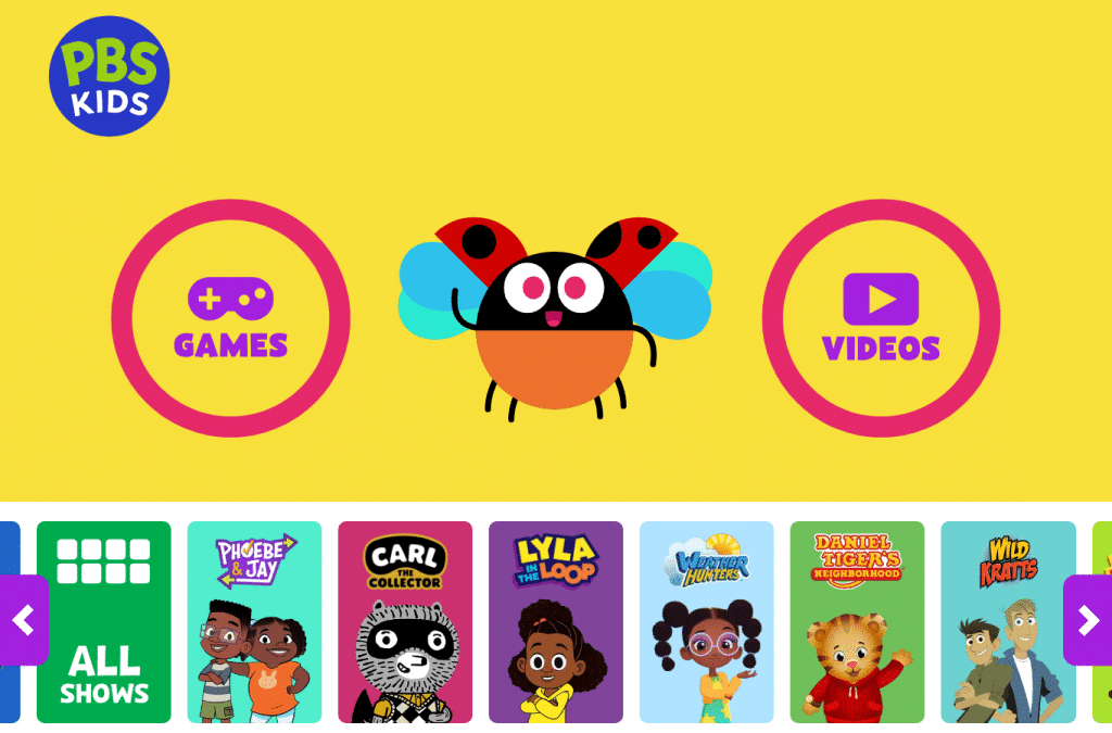 Capture d'écran de pbskids.org