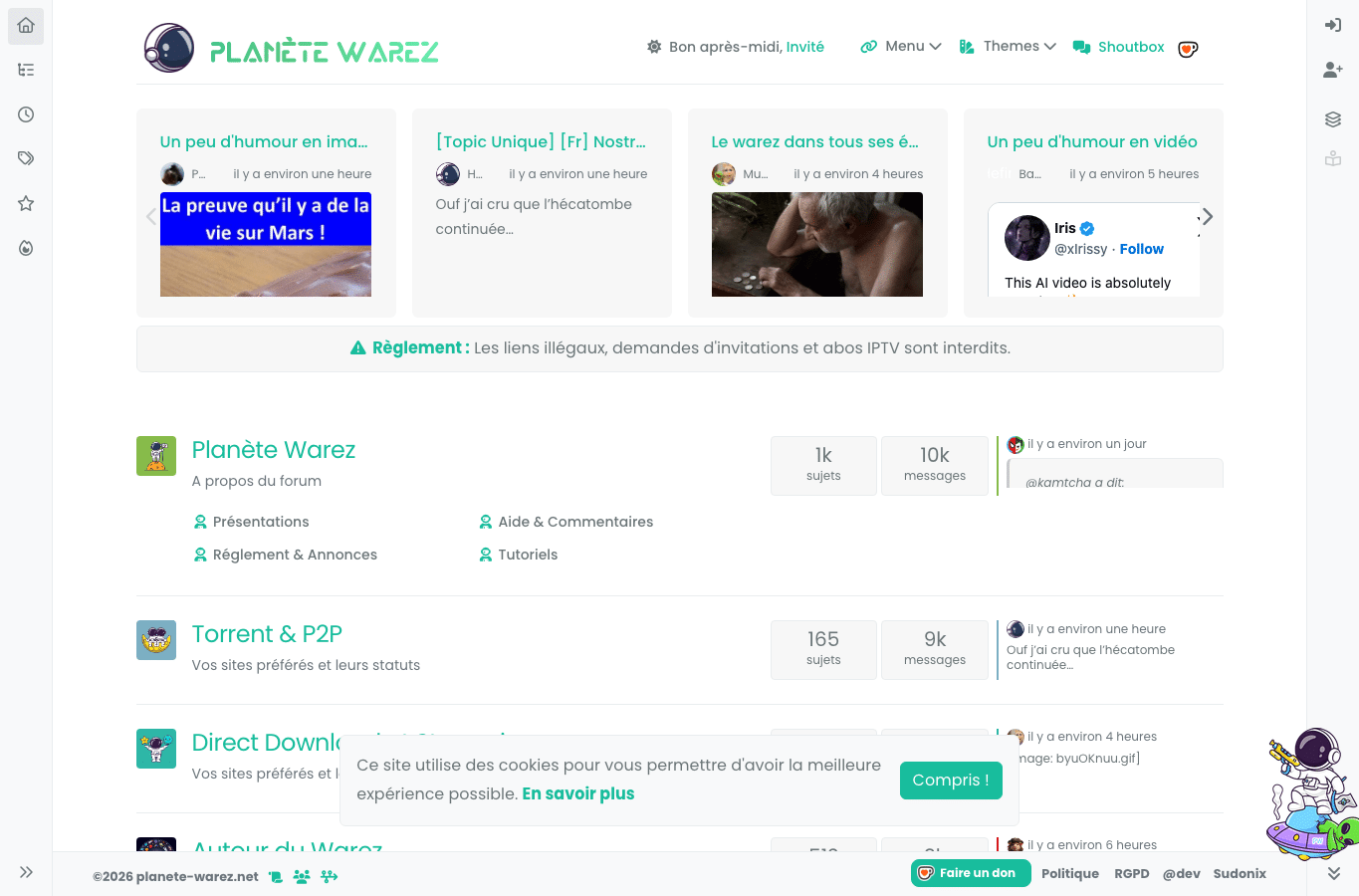 Capture d'écran de planete-warez.net