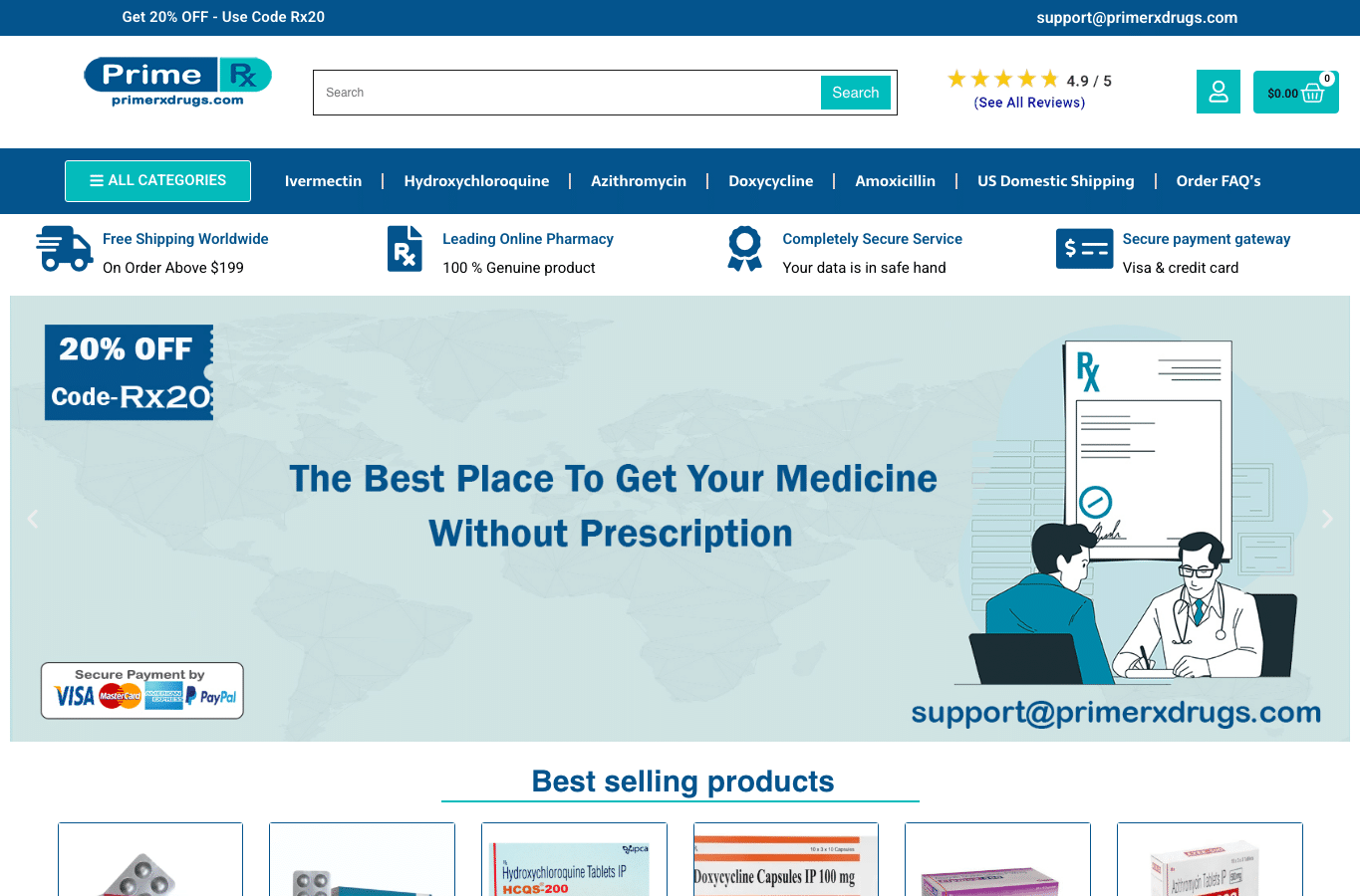 Capture d'écran de primerxdrugs.com