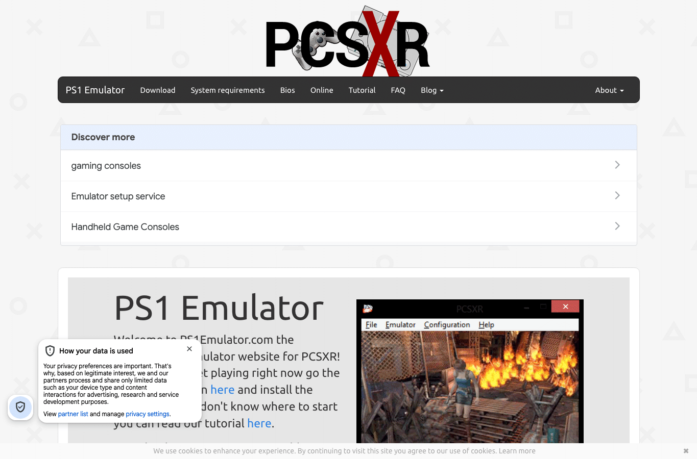 Capture d'écran de ps1emulator.com