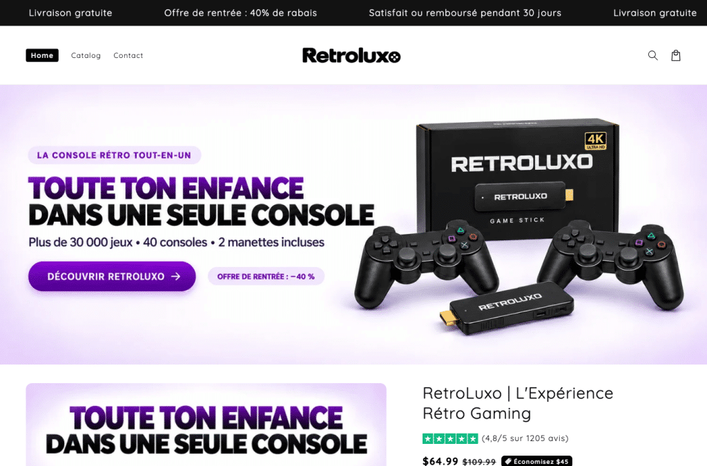 Capture d'écran de retroluxo.com
