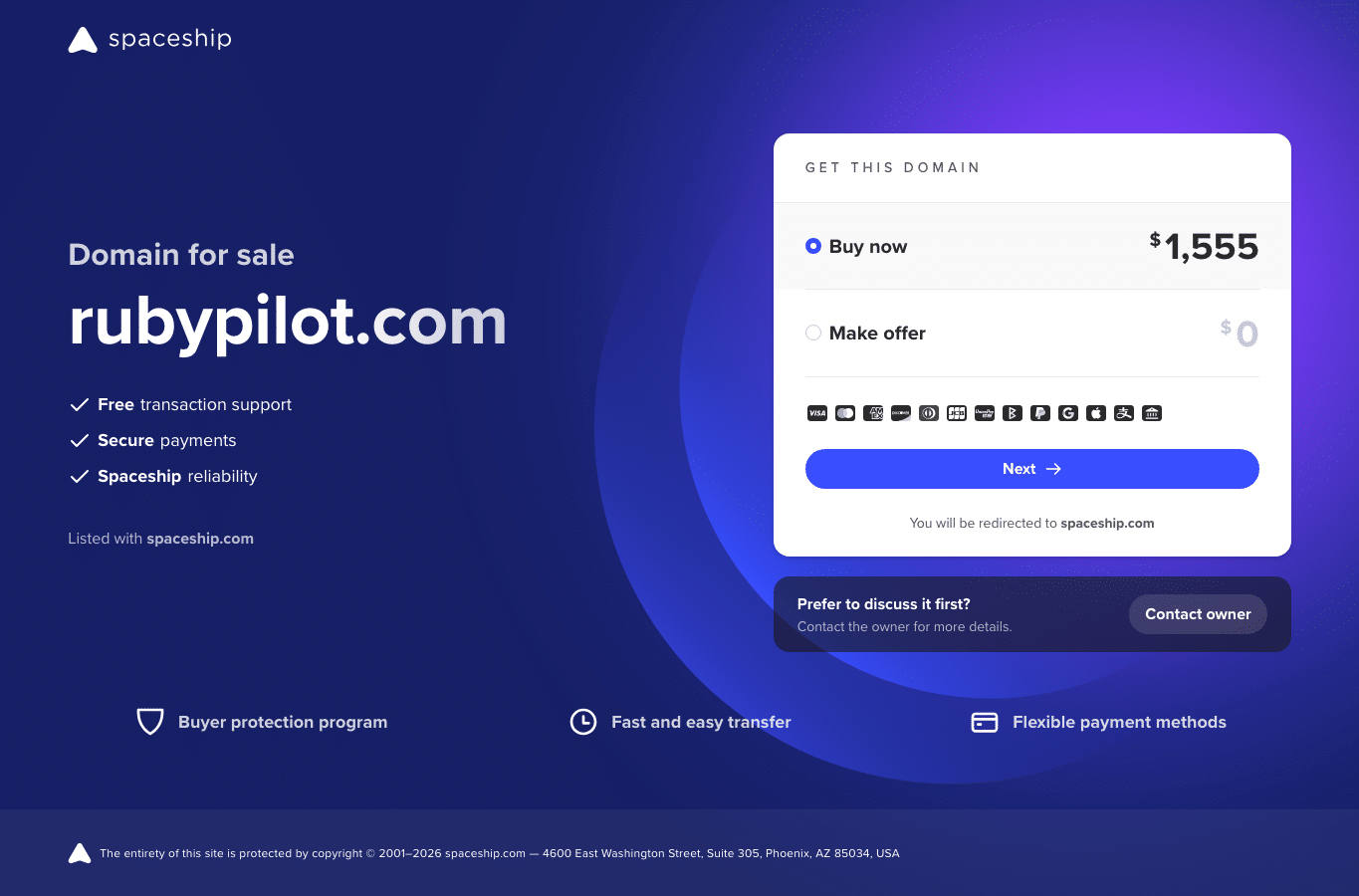 Capture d'écran de rubypilot.com