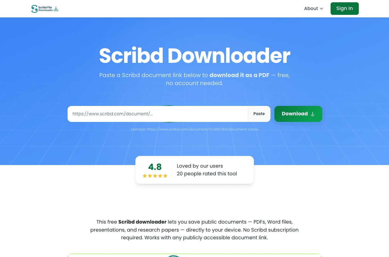 Capture d'écran de scribdfiledownloader.com