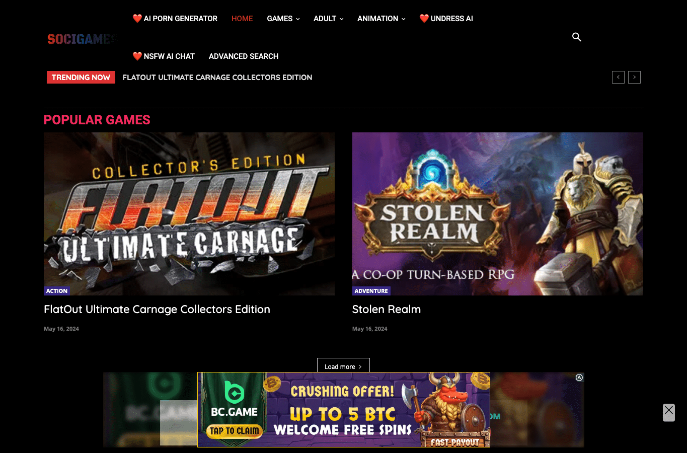 Capture d'écran de socigames.com