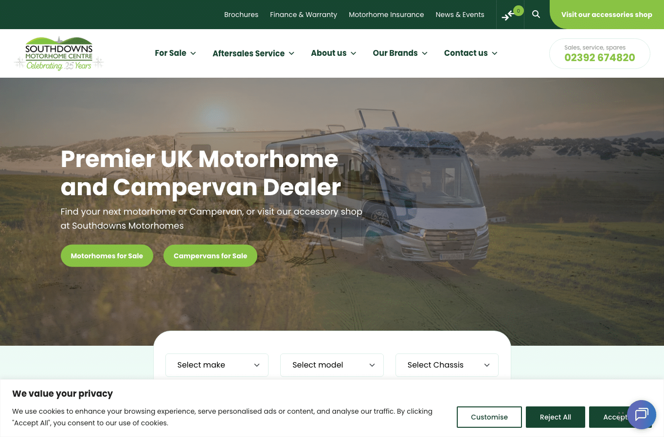 Capture d'écran de southdownsmotorhomes.co.uk