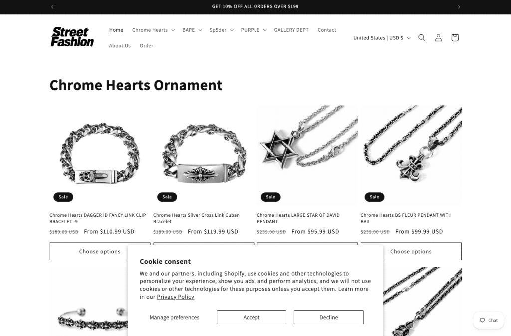 Capture d'écran de streetfashioni.shop