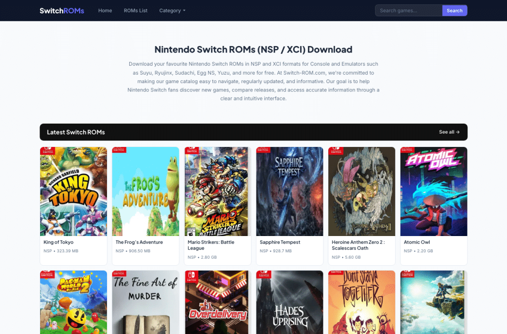 Capture d'écran de switch-rom.com