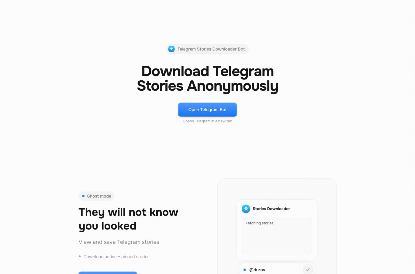 Capture d'écran de telegramstories.com