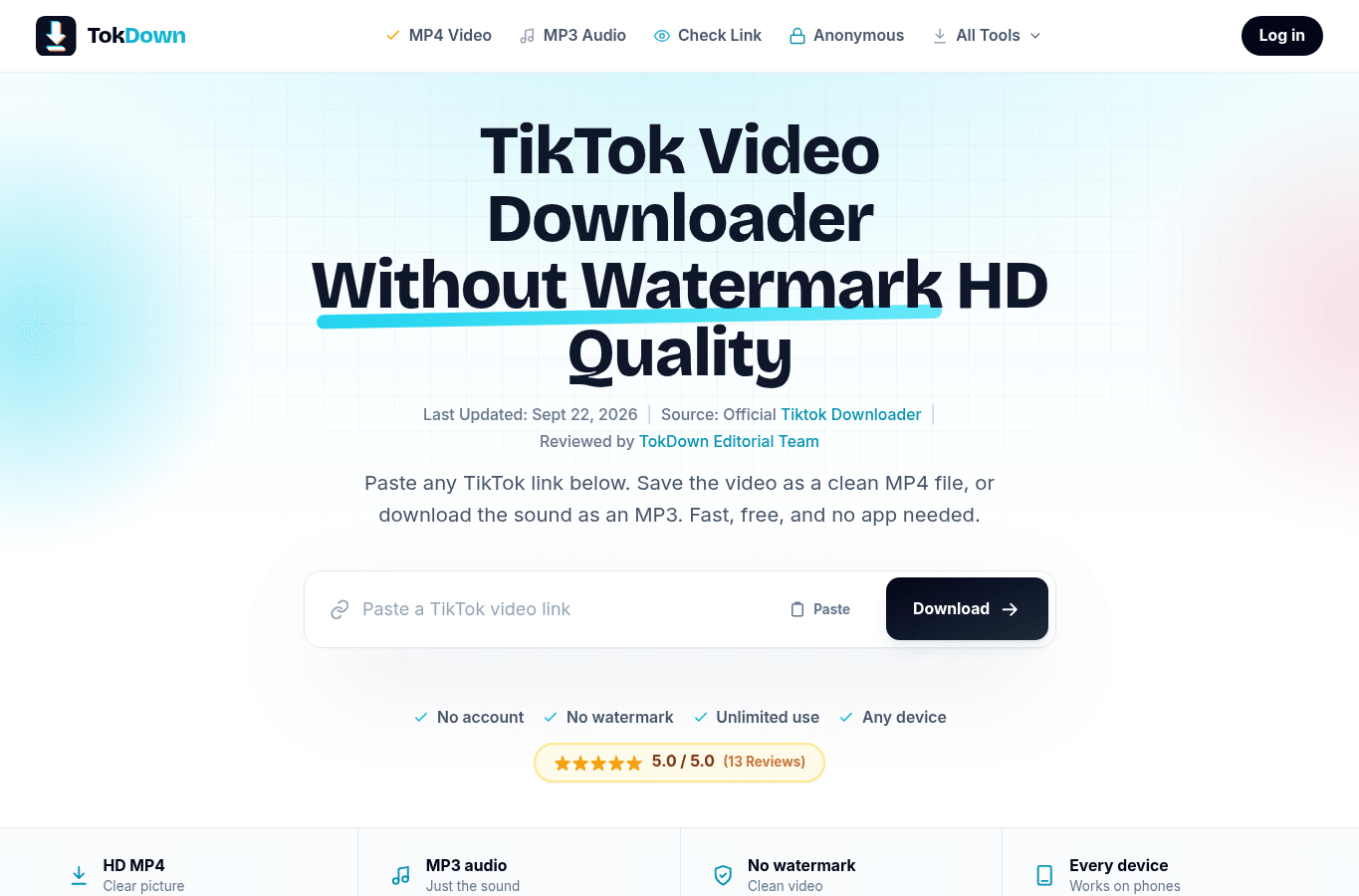 Capture d'écran de tktokdown.com