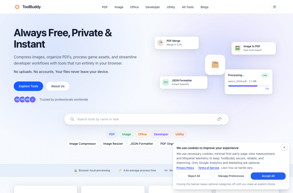 Capture d'écran de toolbuddy.io