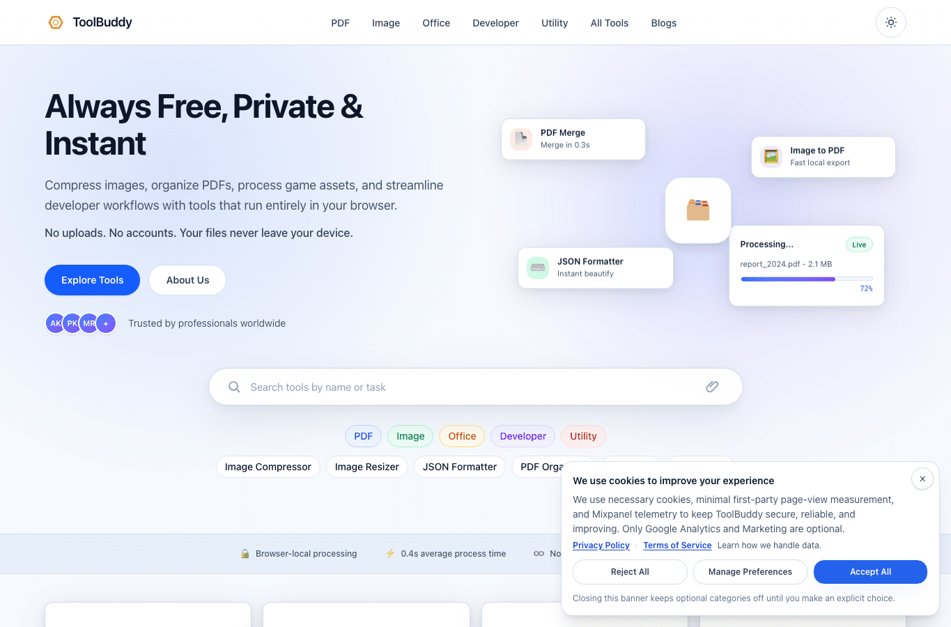 Capture d'écran de toolbuddy.io