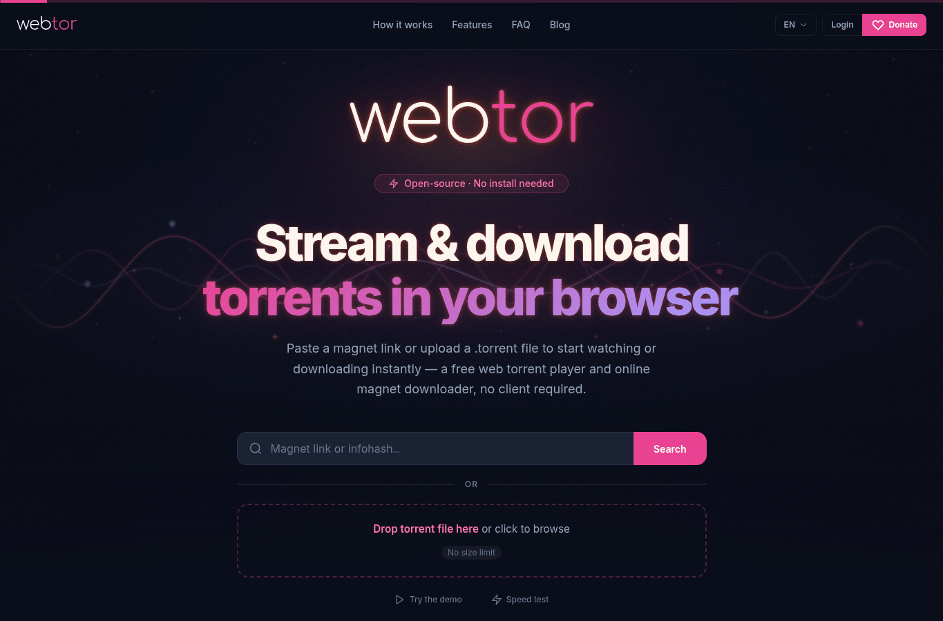 Capture d'écran de webtor.io