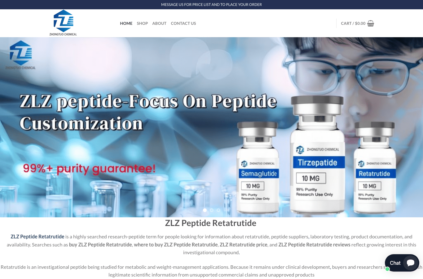 Capture d'écran de zlzpeptideretatrutide.com