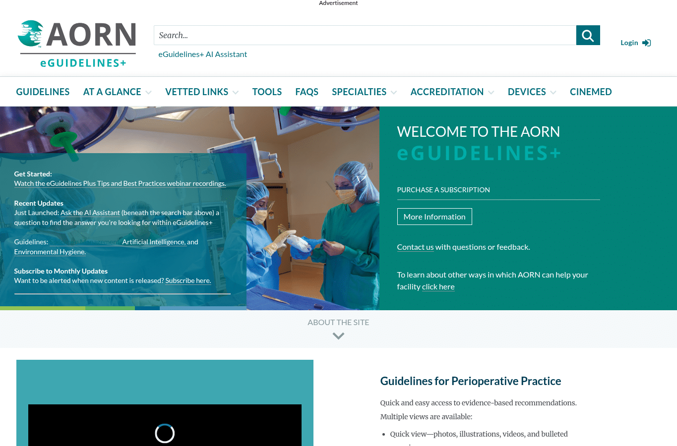 Capture d'écran de aornguidelines.org