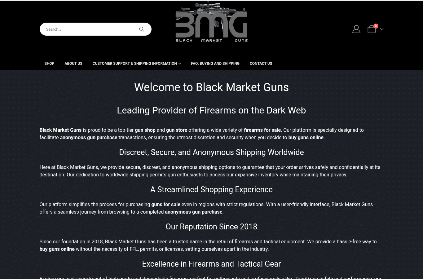 Capture d'écran de blackmarket-gun.com