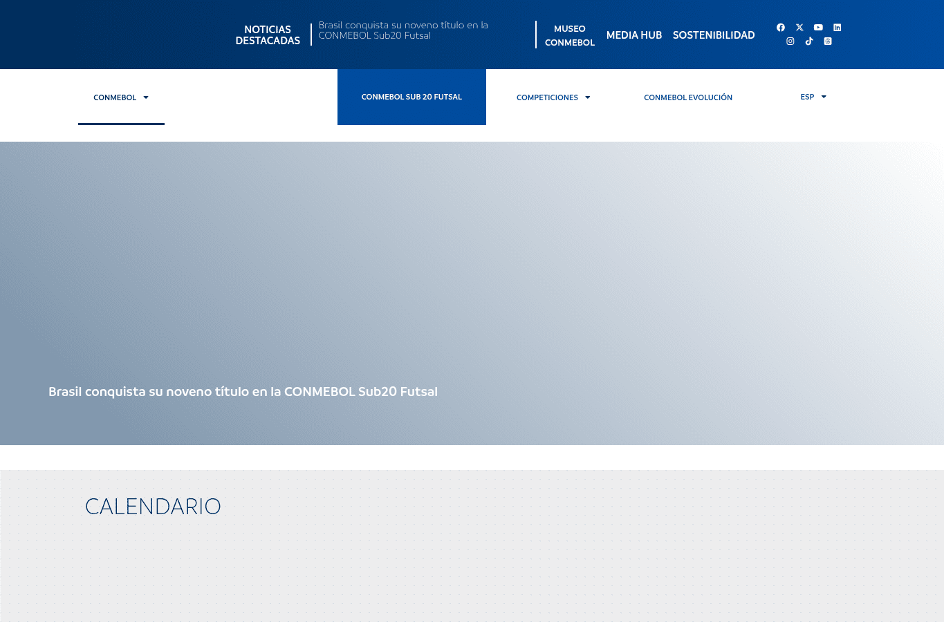 Capture d'écran de conmebol.com