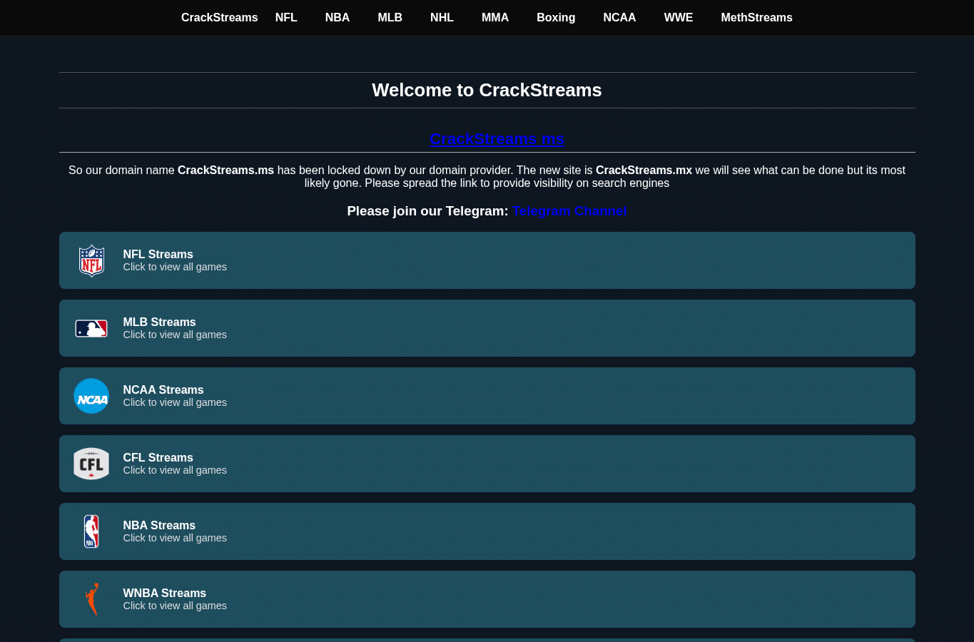 Capture d'écran de crackstreams.mx