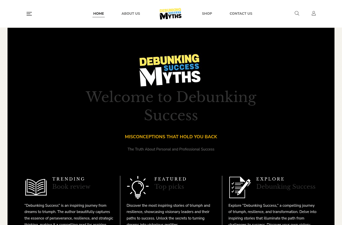 Capture d'écran de debunkingsuccessmyths.com