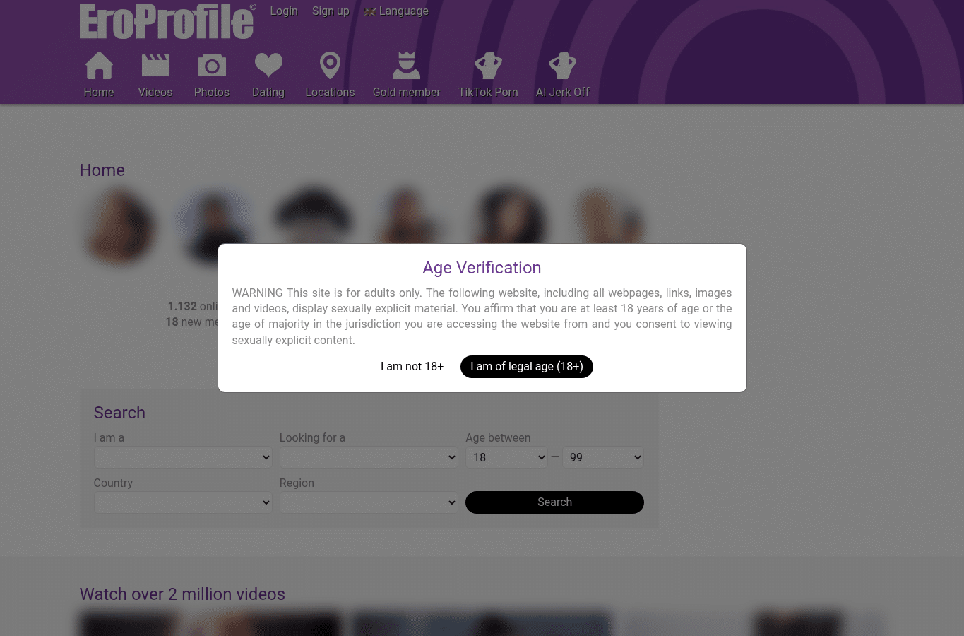 Capture d'écran de eroprofile.com