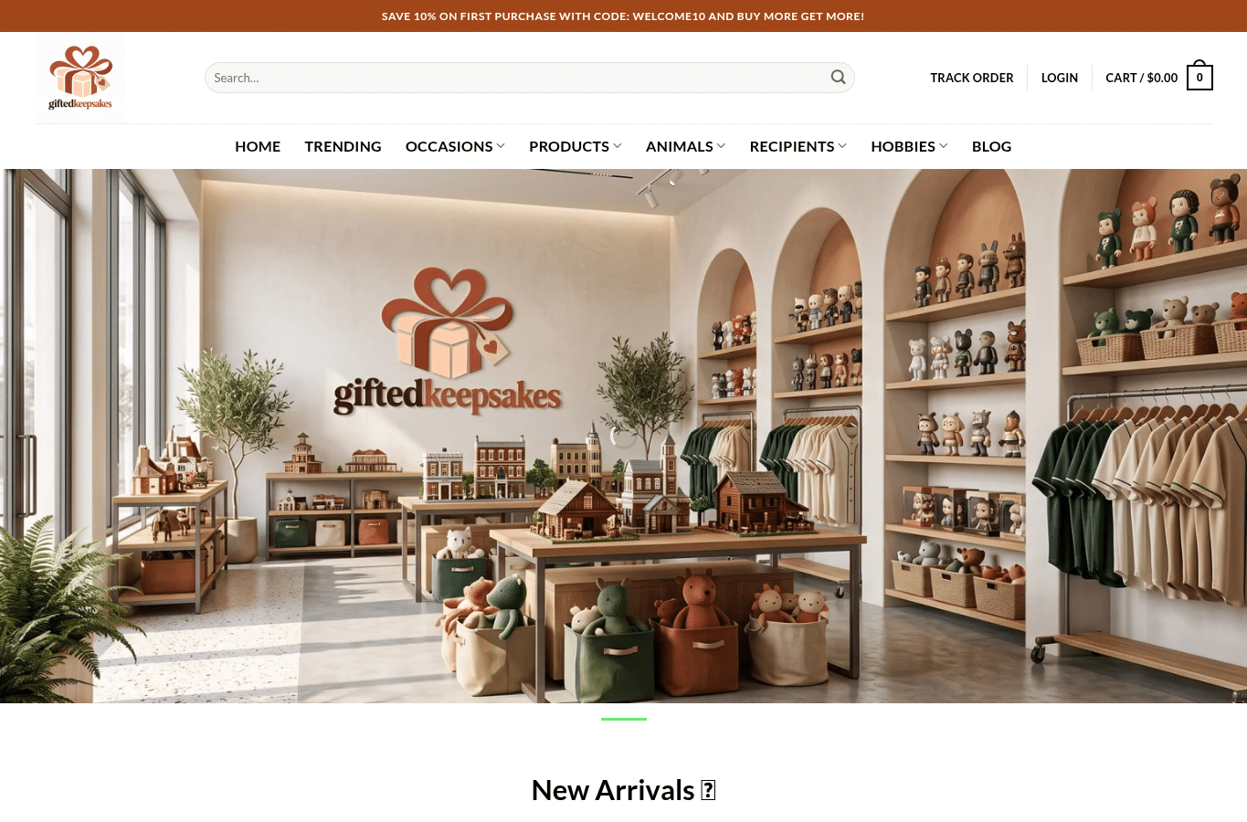Capture d'écran de giftedkeepsakes.com